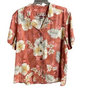 CARIBBEAN JOE Mens Tropical Floral Rayon Button Up Short Sleeve Dress Shirt  XL